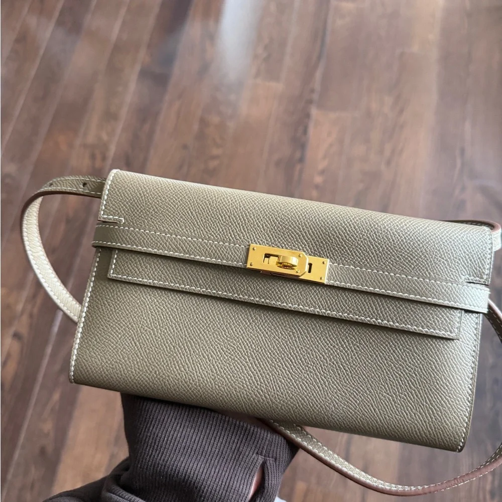 SOLD | Hermes Etoupe Kelly long wallet with belt - Picture 1 of 4